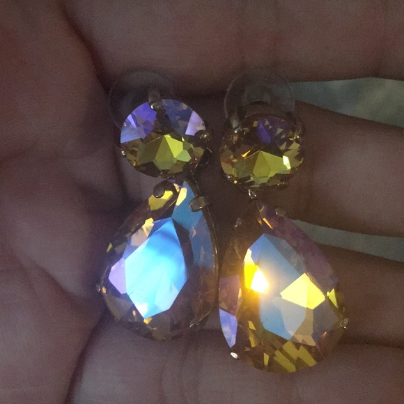 Tear Drop Crystal Earrings. - Picture 2 of 2